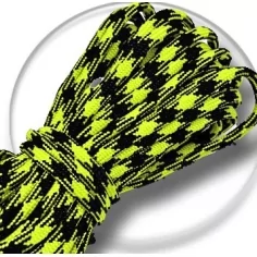 Lacets ronds paracorde en noir & fluo pour vos chaussures