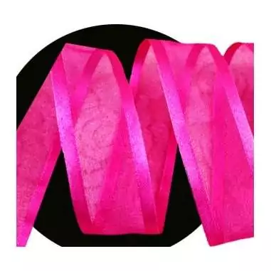 Lacets organdi&nbsp;fushia gansé de satin pour vos chaussures