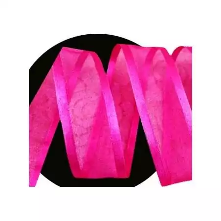 Lacets organdi&nbsp;fushia gansé de satin pour vos chaussures