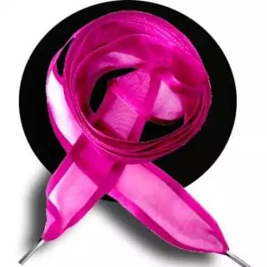 Lacets organdi&nbsp;fushia gansé de satin pour vos chaussures