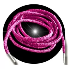 Lacets ronds roses fushia à paillettes pour vos chaussures