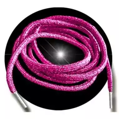 Lacets ronds roses fushia à paillettes pour vos chaussures