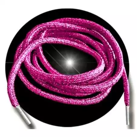 Lacets ronds roses fushia à paillettes pour vos chaussures