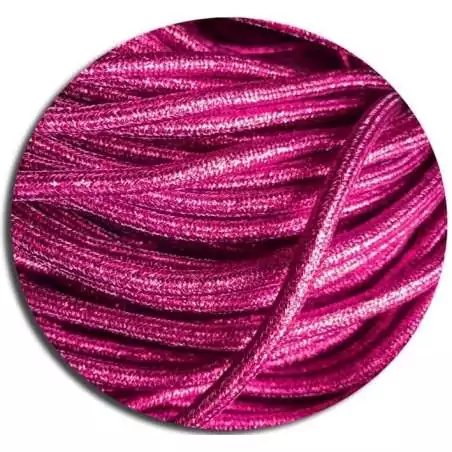 Lacets ronds roses fushia à paillettes pour vos chaussures