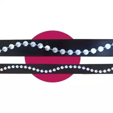 Lacets satin noir&nbsp;motifs&nbsp;perles : 2 largeurs pour vos…