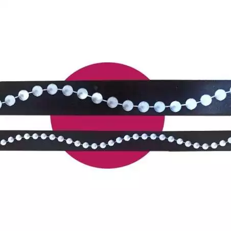 Lacets satin noir&nbsp;motifs&nbsp;perles : 2 largeurs pour vos…