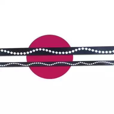 Lacets satin noir&nbsp;motifs&nbsp;perles : 2 largeurs pour vos…