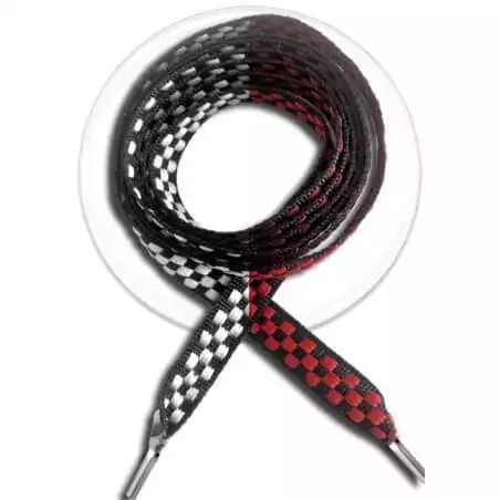 Lacets damier noir / blanc ou rouge pour vos chaussures