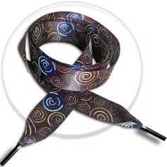 Lacets satin large noir psychédéliques pour vos chaussures