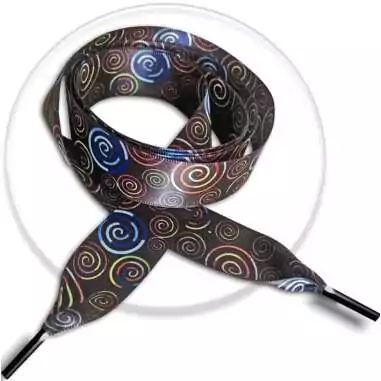 Lacets satin large noir psychédéliques pour vos chaussures