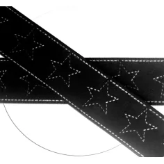 Lacets satin large noir surpiqures et étoiles pour vos chaussures 2