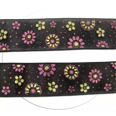 Lacets larges organza noir à pois & fleurs pour vos chaussures 2