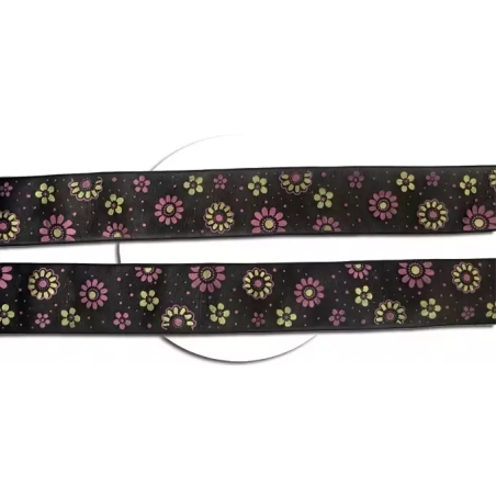 Lacets larges organza noir à pois & fleurs pour vos…