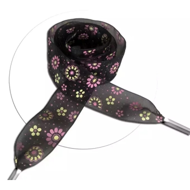 Lacets larges organza noir à pois & fleurs pour vos…