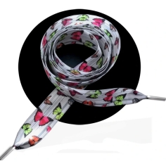 Lacets en satin large gris à papillons colorés pour vos chaussures 2