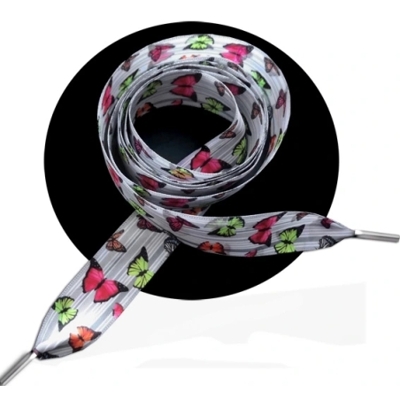 Lacets en satin large gris à papillons colorés pour vos…