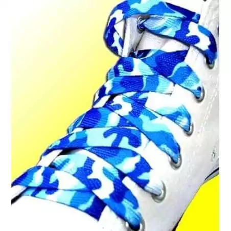 Lacets camouflage bleus pour vos chaussures