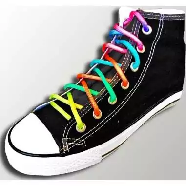 Lacets de chaussures multicolores fluos et ronds, en…