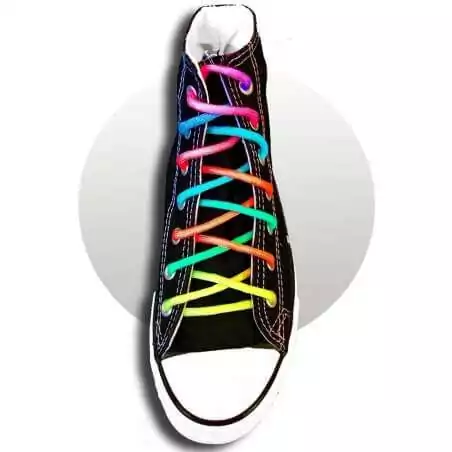 Lacets de chaussures multicolores fluos et ronds, en…
