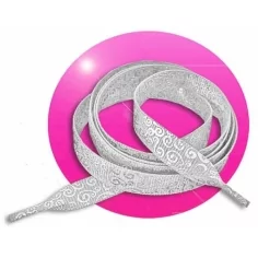 Lacets&nbsp;gris à&nbsp;motifs&nbsp;argentés pour vos chaussures