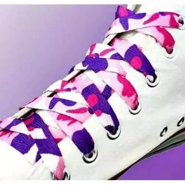 Lacets plats rose camouflage pour vos chaussures