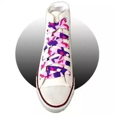 Lacets plats rose camouflage pour vos chaussures