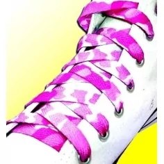 Lacets plats rose camouflage pour vos chaussures