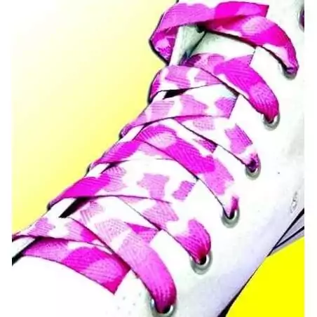 Lacets plats rose camouflage pour vos chaussures