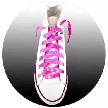 Lacets plats rose camouflage pour vos chaussures