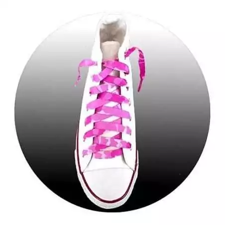 Lacets plats rose camouflage pour vos chaussures