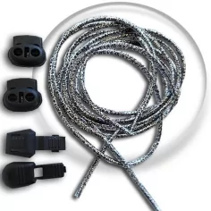 Lacets élastiques argentés autobloquants&nbsp;pour vos chaussures