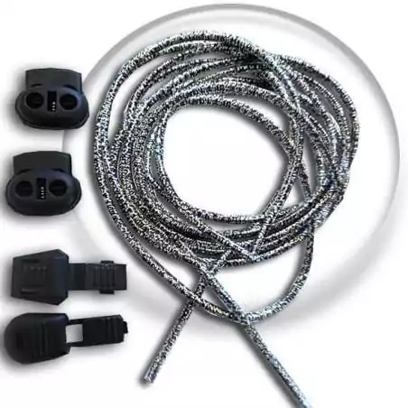 Lacets élastiques argentés autobloquants&nbsp;pour vos chaussures